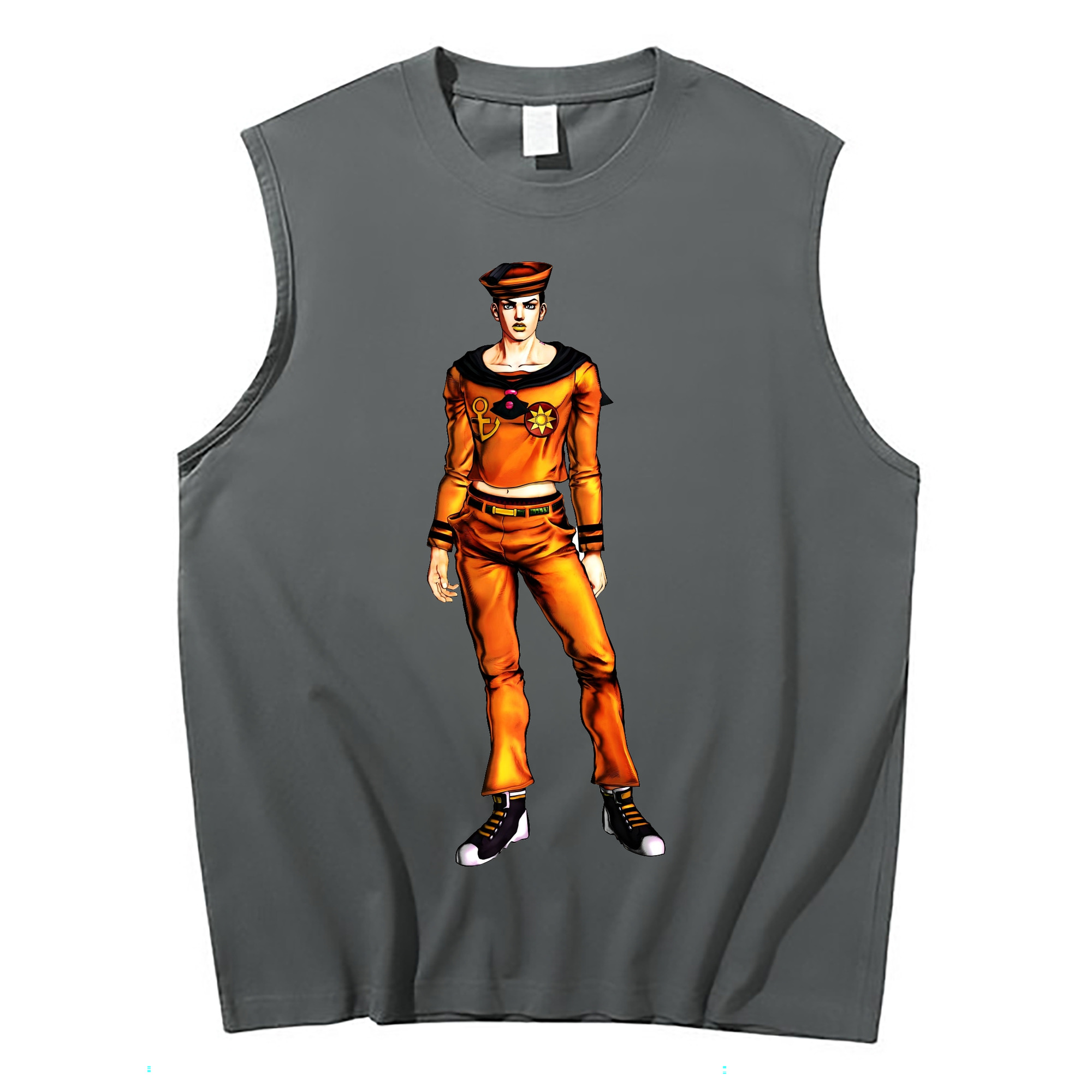 （画像用） ジョジョの奇妙な冒険 東方定助 JoJo's Bizarre Adventure Higashikata Josuke コットン100％タンクトップ（フロントプリント）